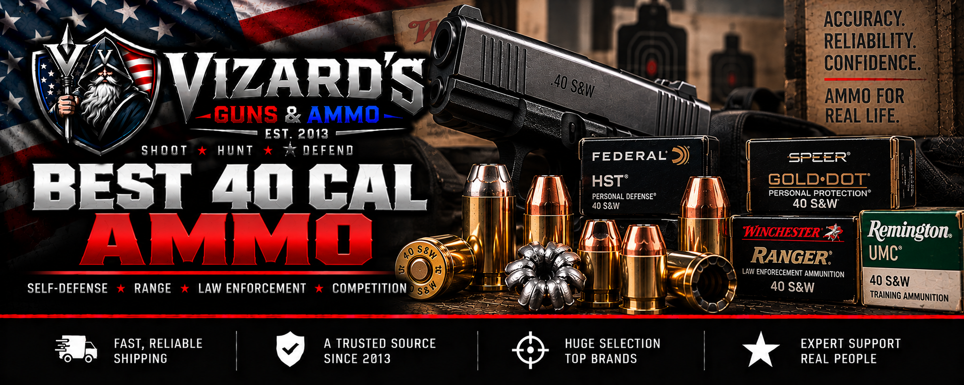 Best .40 Cal Ammo Guide Best .40 cal ammo guide for self-defense, range training and duty use featuring .40 S&W ammunition