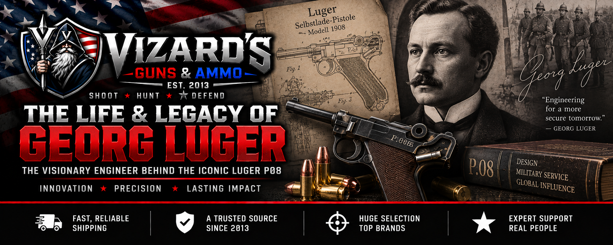 Georg Luger History and Legacy Georg Luger history and legacy featuring the Luger P08 pistol and 9mm Parabellum